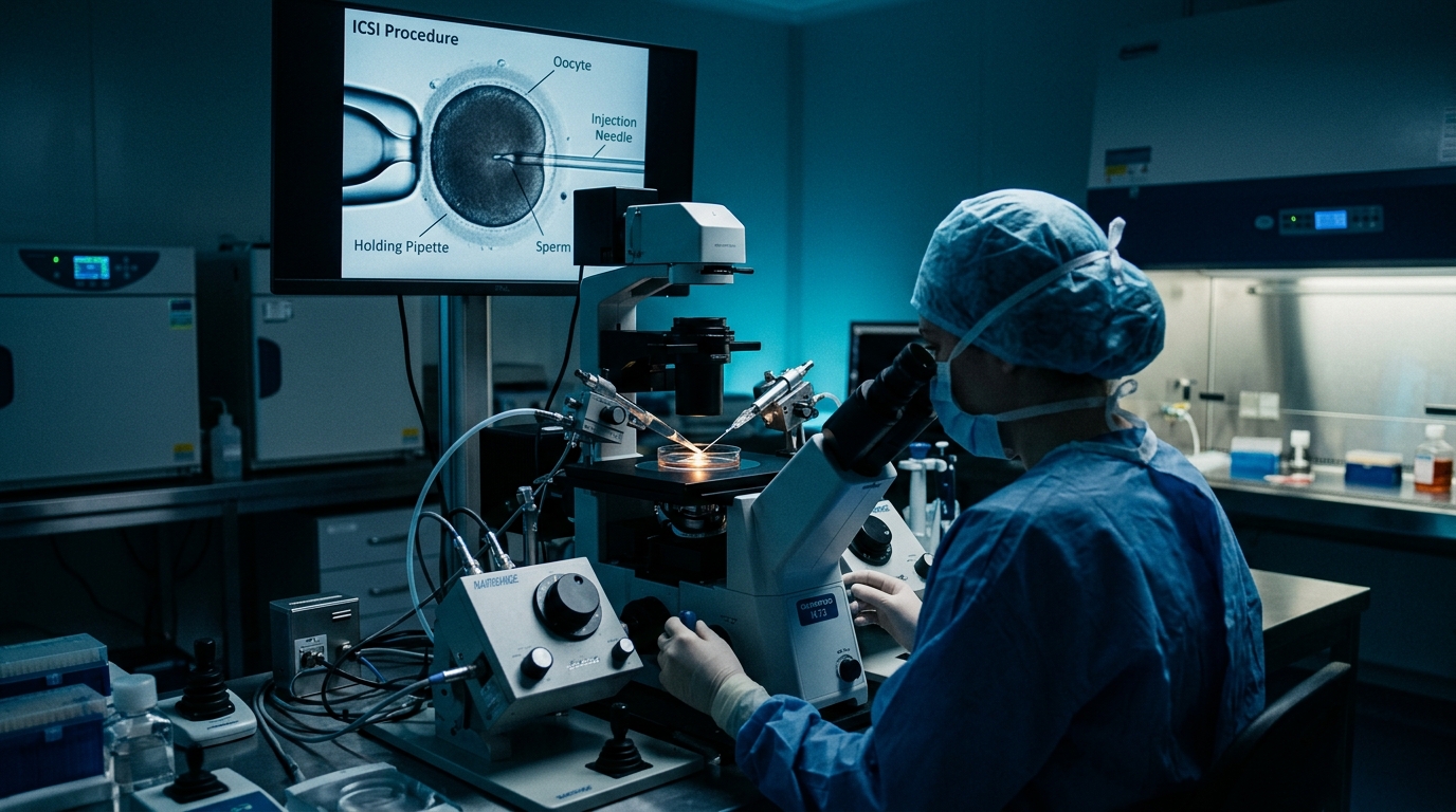 Procedimiento de microinyección ICSI en laboratorio REBAFIV